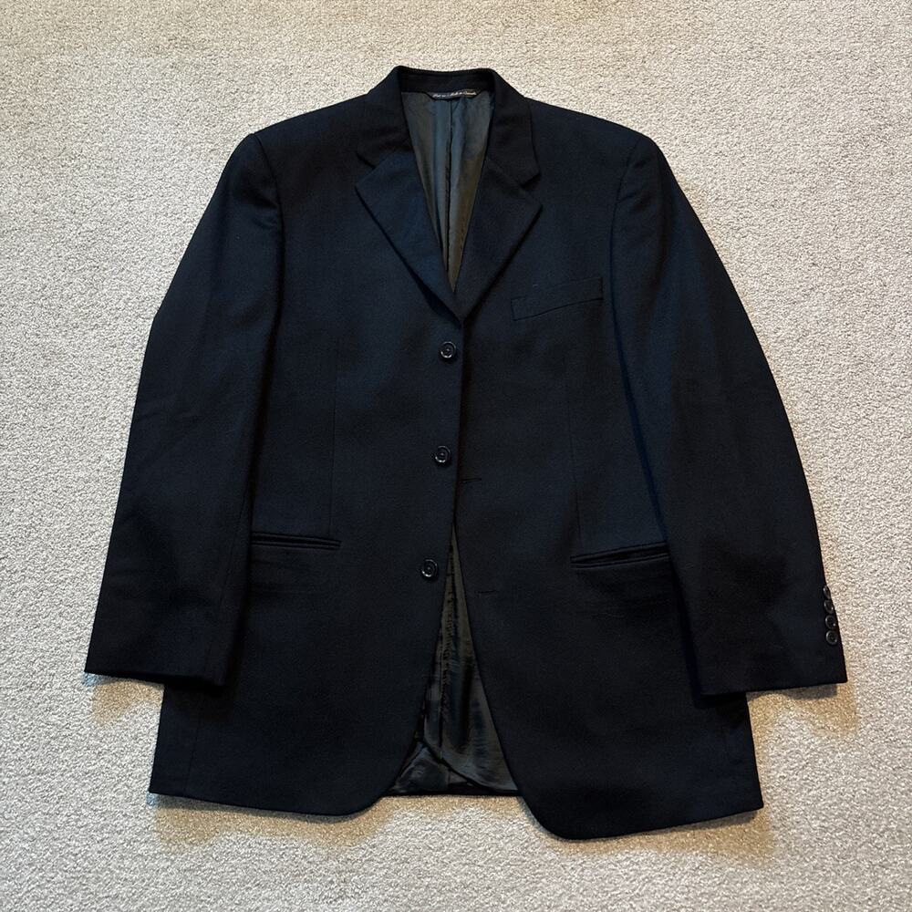 Barneys New York Loro Piana Mens 42L Black 100% Cashmere 3-Button Blazer Jacket